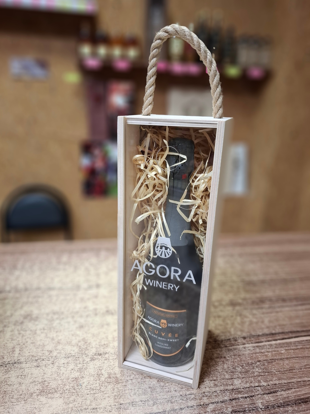 Короб винный деревянный серия "АКРИЛ" №1, на 1 бутылку, без покраски