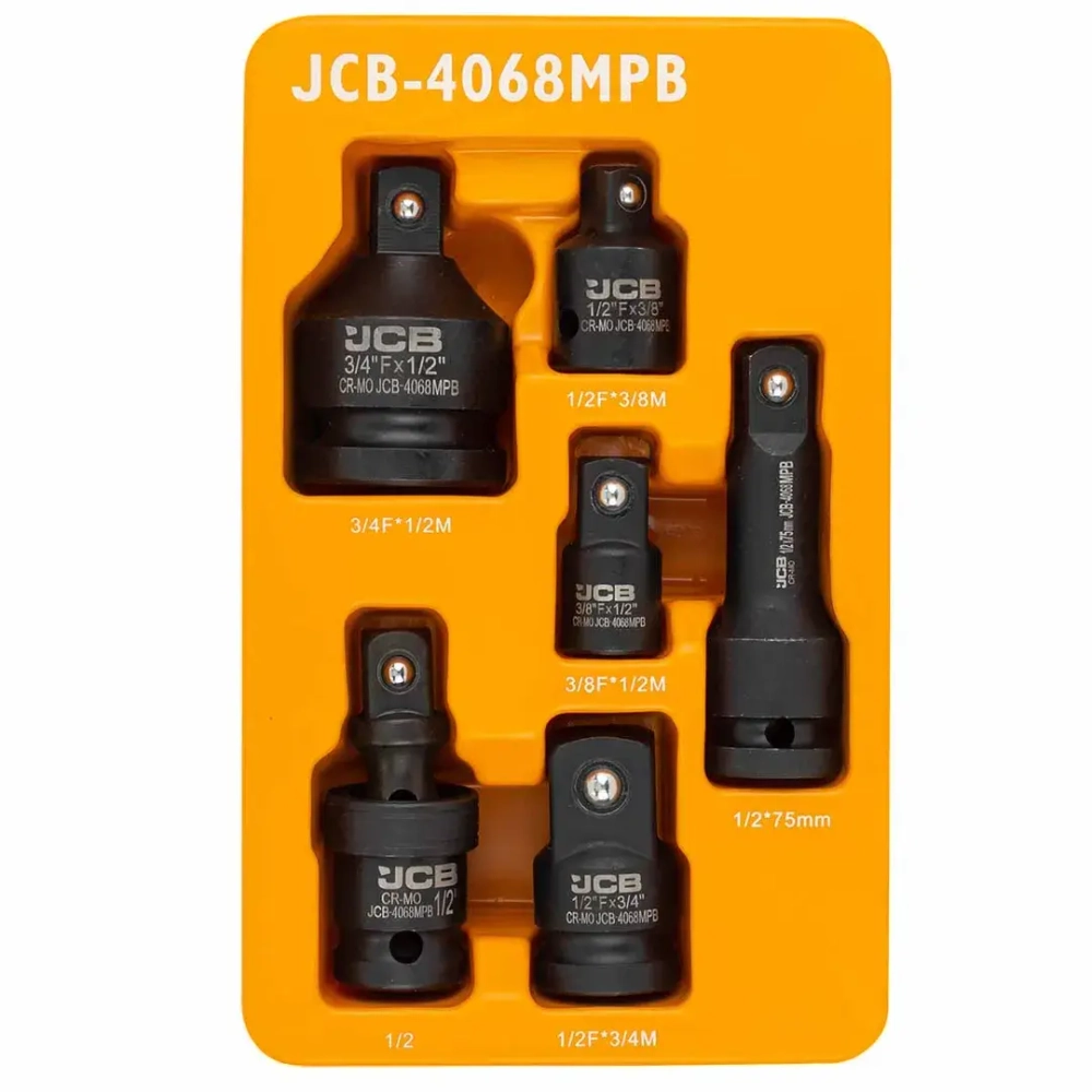 Адаптеры ударные, кардан ударный, удлинитель ударный, набор 6пр. JCB JCB-4068MPB