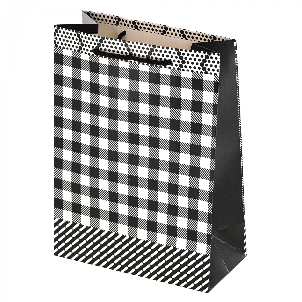 Пакет подарочный бумажный Alingar, (L+) 26х32х10 см, "Ромбы. Квадраты", ламинация, ассорти