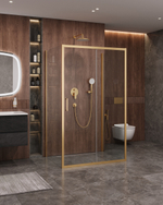 Душевой уголок Cezares MOLVENO-AH-12-120/90-C-BORO-IV, 120х90х195, профиль брашированное золото, прозрачное стекло