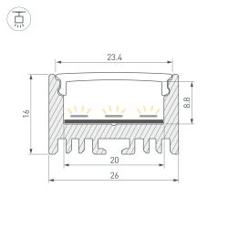 Профиль ARH-LINE-1726-2000 ANOD (Arlight, Алюминий) 018674