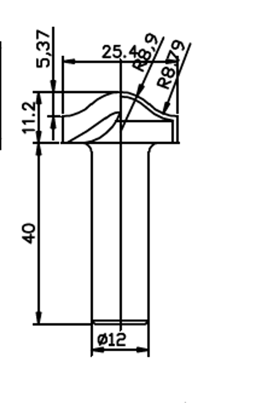 PCD профильная фреза D.25.4x11.2 42x40 Z2