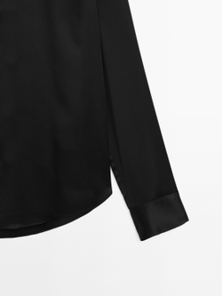 Massimo Dutti Струящаяся атласная рубашка, черный
