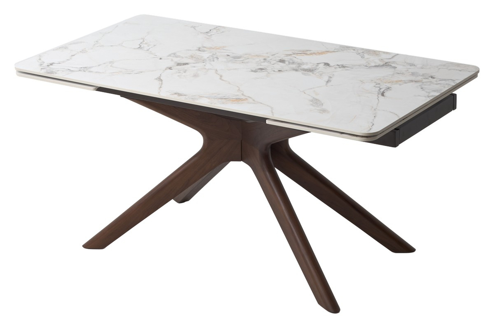 Стол EDER 160 GLOSS COLD JADE SOLID CERAMIC / Орех, ®DISAUR