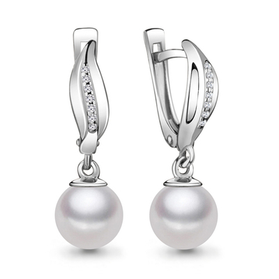 940547А Серьги из Золота с бриллиантами, жемчугом