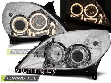 Передние фары Opel Vectra C angel eyes chrome