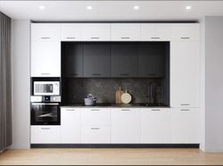 Кухонный гарнитур Лофт 3400 мм столешница 38 мм, ЛДСП, прямая просторная кухня с вместительными шкафами и ящиками, в индустриальном стиле для большой гостиной, студии