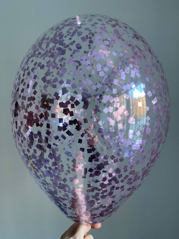 Воздушный шар с наполнением конфетти квадрат сиреневый ПАЛИТРА №4310