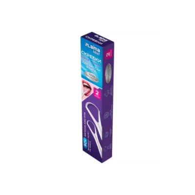 Скребок для языка из нержавеющей стали, КОМПЛЕКТ 2 шт. (большой и малый), с футляром, LAIMA DENT, 609409