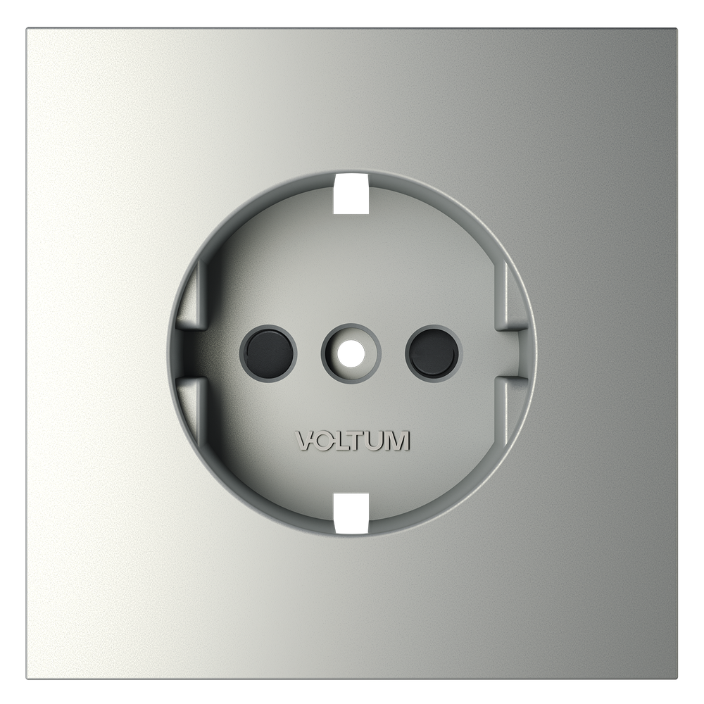 Накладка для розетки с заземлением и защитными шторками, (сталь) Voltum S70 VLS000705