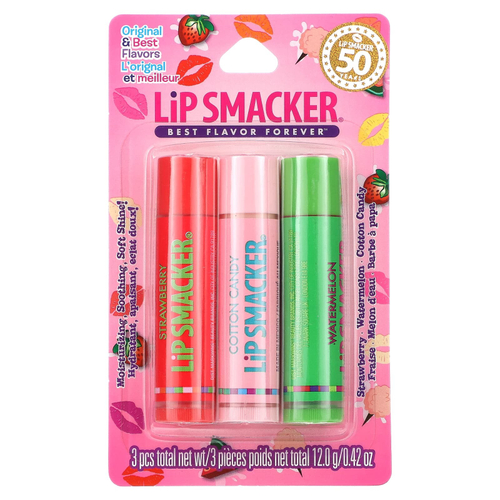 Lip Smacker, Бальзам для губ, оригинальные и лучшие вкусы, 3 шт. В упаковке, 4 г (0,14 унции)