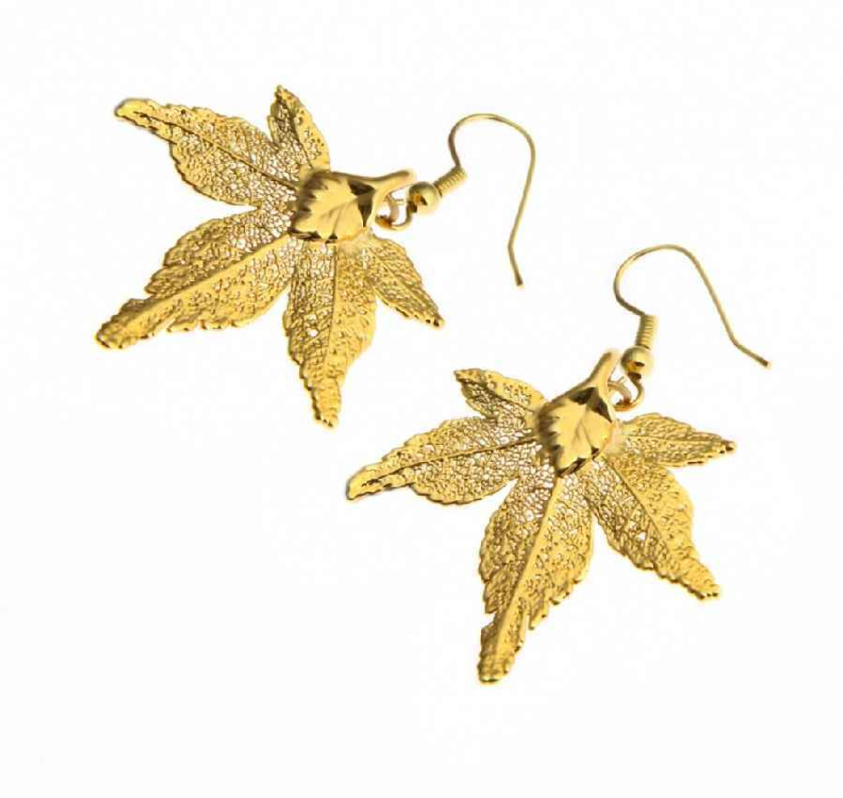 Серьги листья Ester Bijoux Японский Клён LF55C-G BR