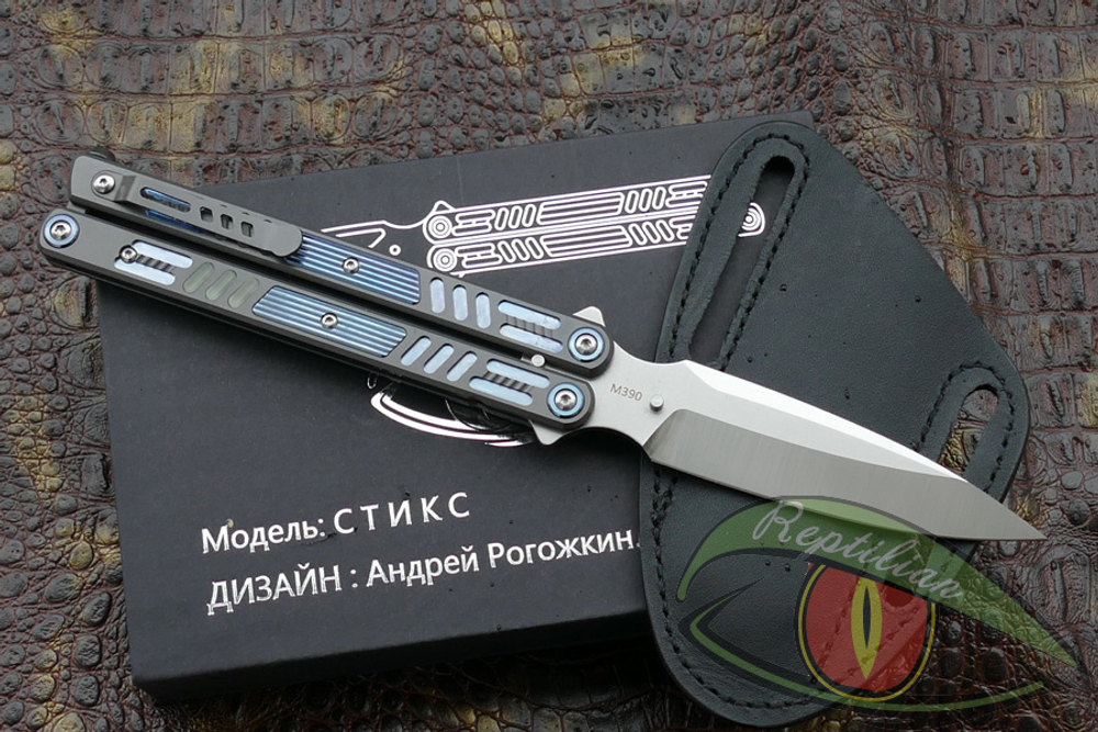 Нож бабочка (балисонг) Reptilian Стикс-06 Лимитка сталь M390, рукоять карбон
