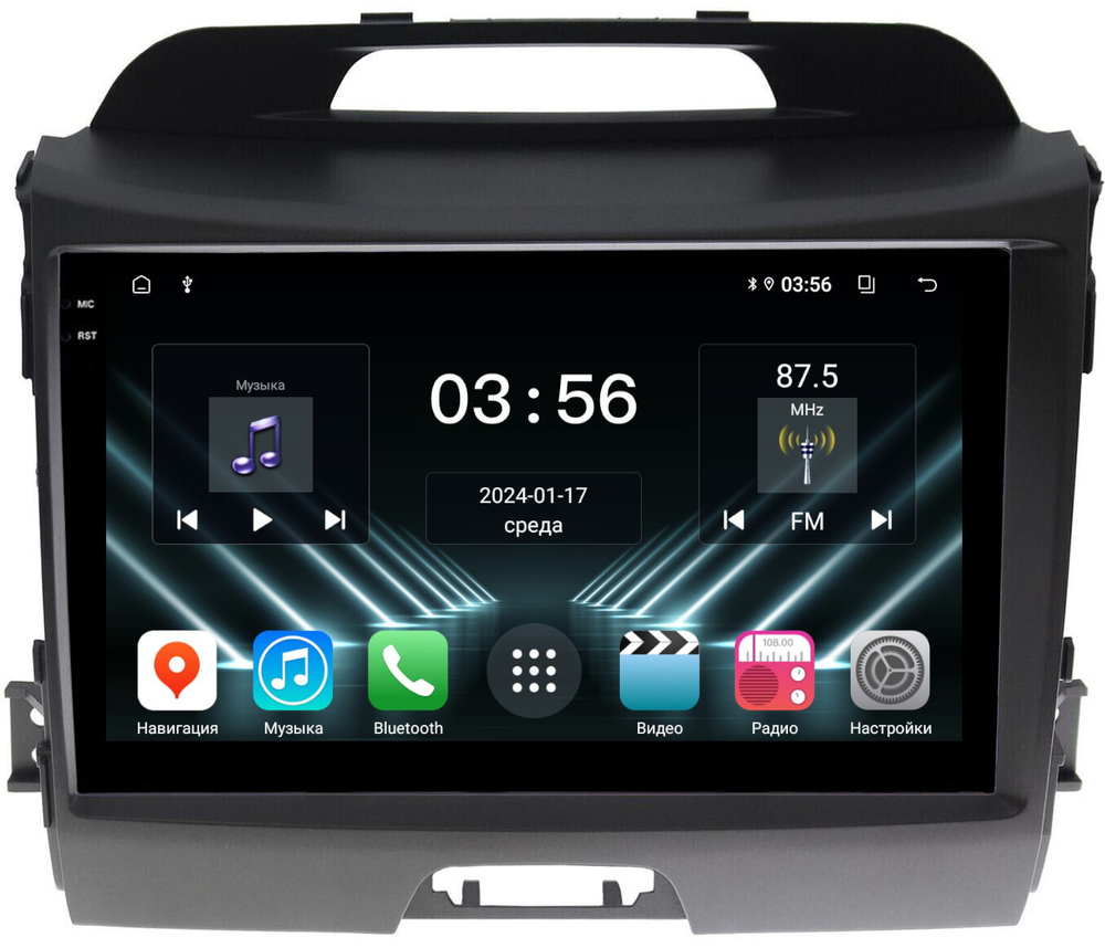 Магнитола для KIA Sportage 3 2010-2016 - FarCar DX537M монитор 9.5" IPS на Android 13, 4+64Гб, CarPlay