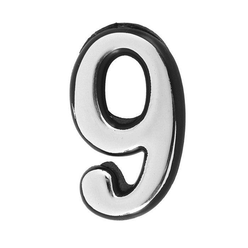 Цифра дверная АЛЛЮР ''9'' Большая  пластик на клеевой основе  ХРОМ /6984