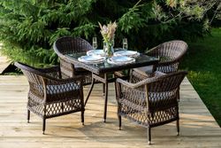 "Сицилия" обеденная группа плетеная, цвет коричневый