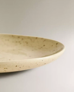 ZARA HOME КЕРАМИЧЕСКАЯ ДЕСЕРТНАЯ ТАРЕЛКА С УЗОРОМ В ГОРОШЕК, БЕЖЕВЫЙ