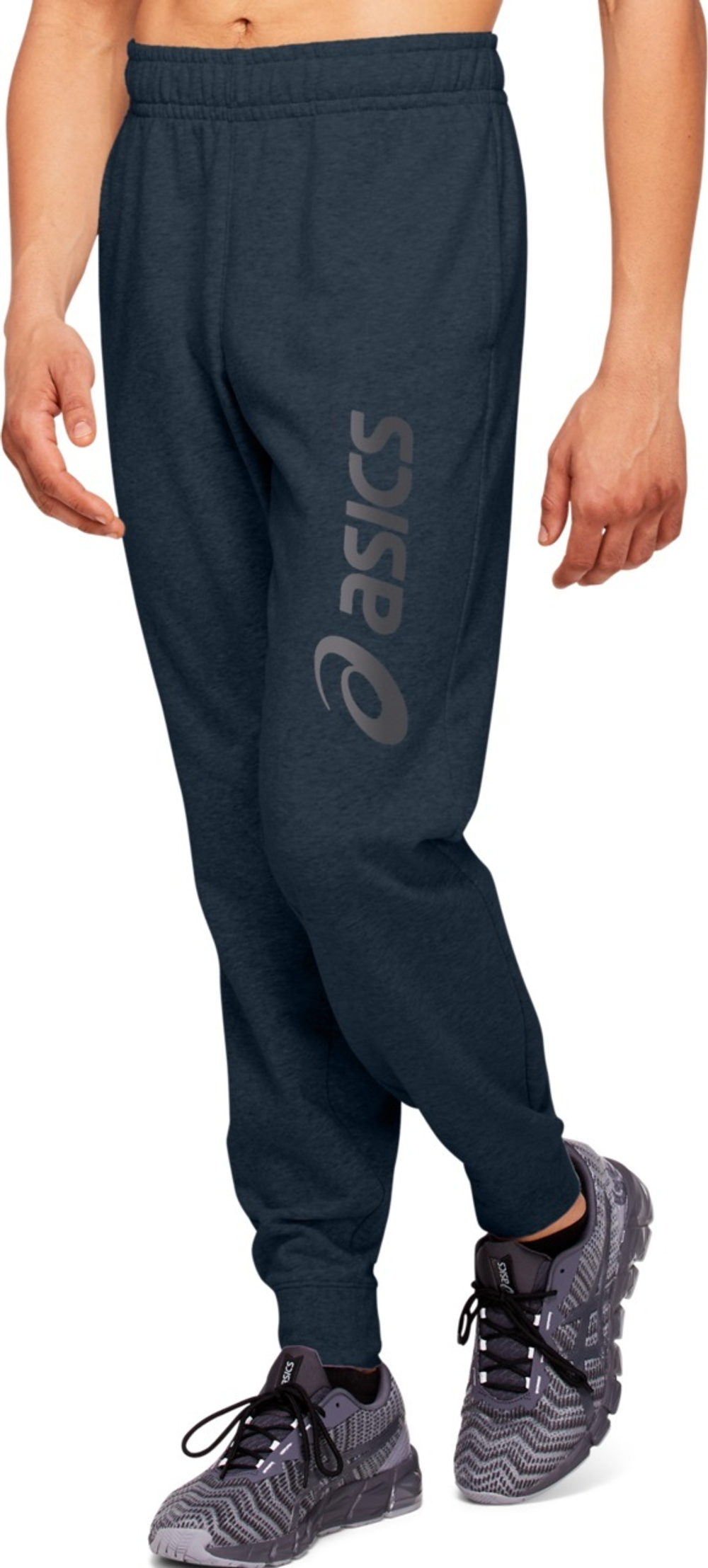 Мужские теннисные штаны Asics Big Logo Sweat Pant - french blue/dark grey