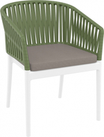 Кресло пластиковое с подушками Siesta Contract Portofino, белый, оливковый, светло-коричневый