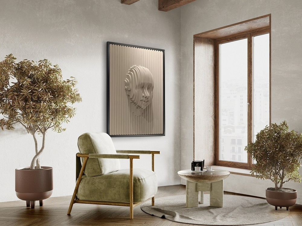 Beige Face Картина барельеф из полистирола и МДФ 90X120