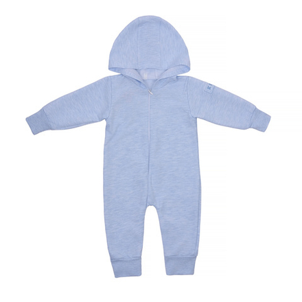 Комбинезон голубой на молнии с капюшоном