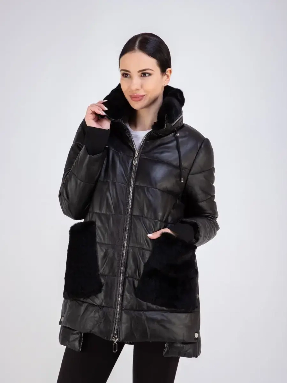 Пальто кожаное из натуральной кожи