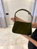 Louis Lefevre Сумка женская натуральная кожа замша через плечо багет зеленая