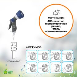 GWHM12-037 GREEN APPLE Пистолет-распылитель, пластик, 8 режимов