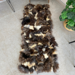 Коврик прикроватный накидка на кресло из кусочков овчины, 160 х 50 см.