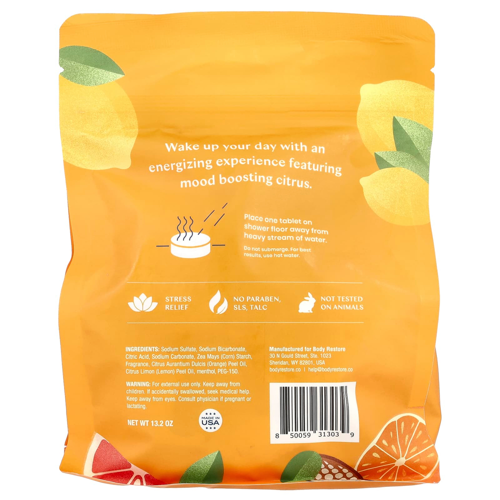 Body Restore, Пароварки для душа, цитрусовые, 15 таблеток, 13,2 унции