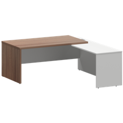 Стол руководителя правый KZP-18R Темный шимо/Белый 1800x2000x750 Кортез