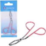 Пинцет - ножницы для бровей из нержавеющей стали на блистере «Ultramarine - Bon Kapriz», цвет металл/розовый, 8,5*5,3см