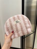 HEY GLOW  Плюшевая косметичка в полоску (коричнево-розово-молочную)