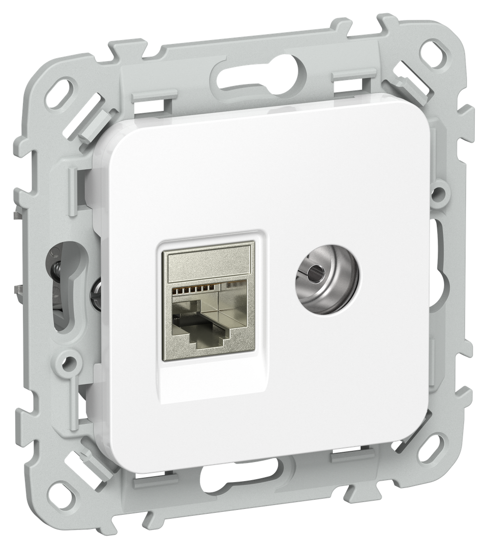 FLITE Розетка 2-местная RJ45/TV категория 5Е STP РКТВ5е-2-1-ФлБ белый IEK