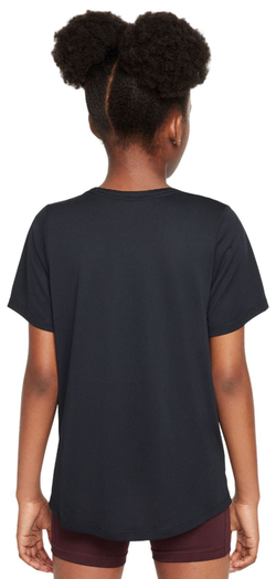 Футболка для девочки теннисная Nike Kids One Fitted Dri-Fit Short Sleeve - черный