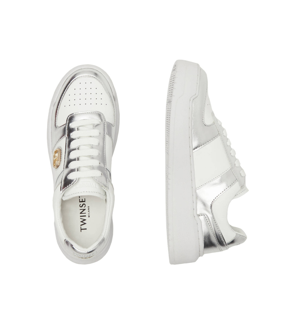 Кожаные кроссовки TWINSET - белый(241TCP030)