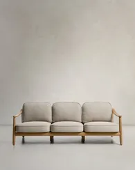 Уличный 3-х местный диван Elunda из тикового дерева и бежевой веревки