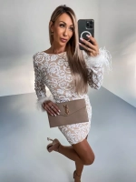 белое платье с перьями + PLUS SIZE