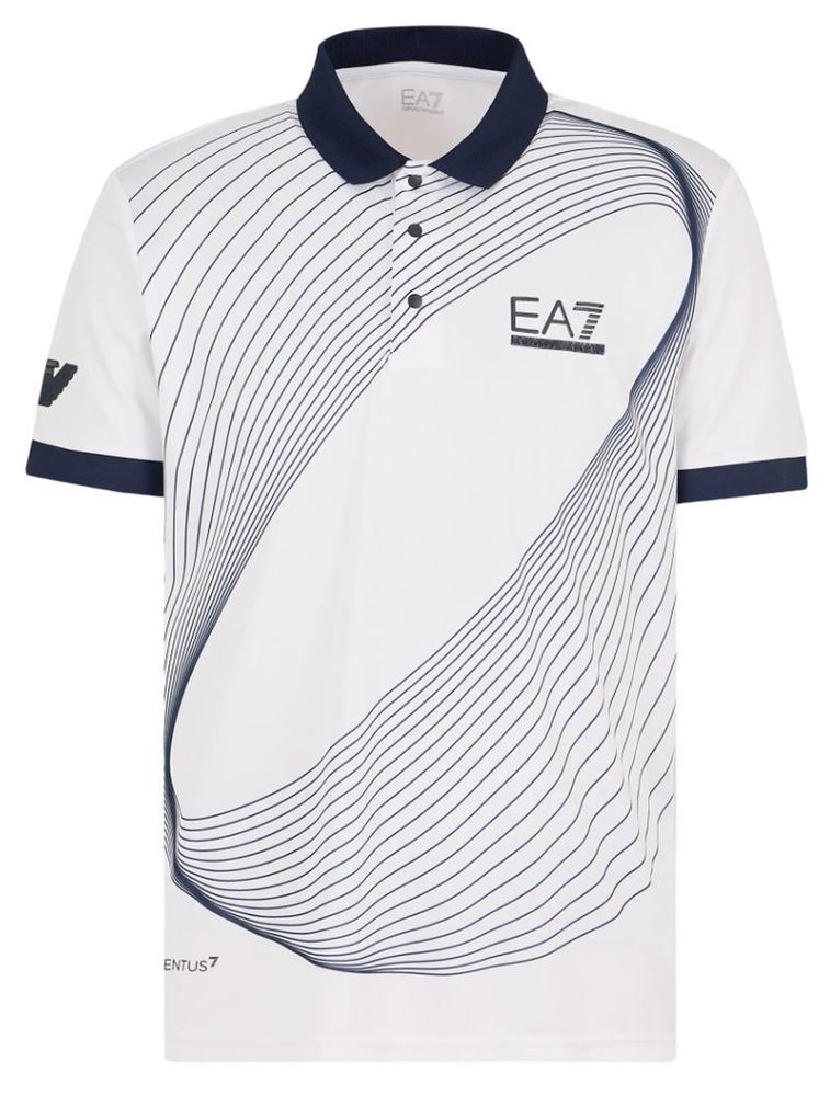 Мужское теннисное поло EA7 Man Jersey Polo Shirt - white