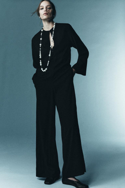 ZARA КОМБИНЕЗОН С ДЛИННЫМИ РУКАВАМИ, ЧЕРНЫЙ