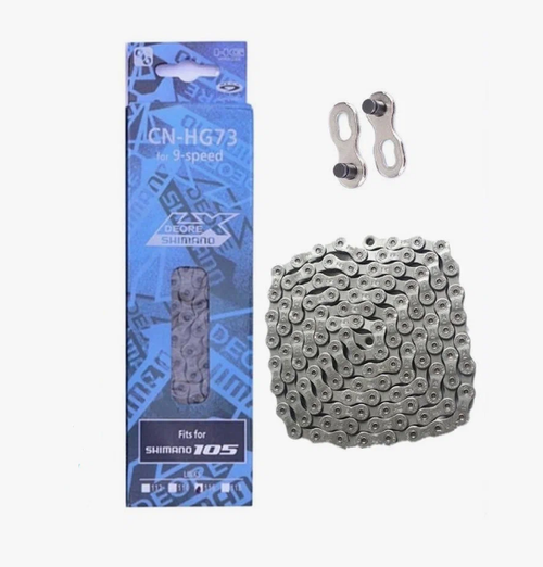 Цепь РЕПЛИКА Shimano HG73, 9 скоростей, 116 звеньев, замок цепи, серебристая