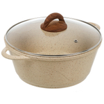 Кастрюля алюм, антиприг, 4 л, с крыш, крыш стекло, кругл, Гурман, Estima, ГМк403 ЭБИ, беж, индукц