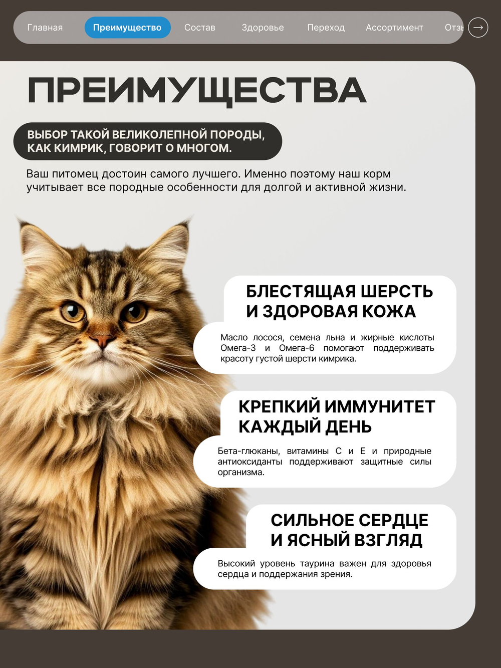 Корм сухой для взрослых кошек породы Кимрик, с лососем, 400 гр, QUATTRO