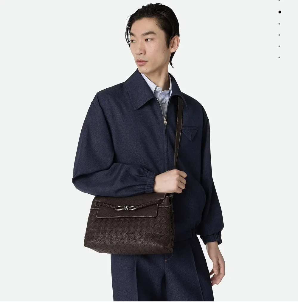 Мужская коричневая сумка-мессенджер Bottega Veneta Andiamo Small