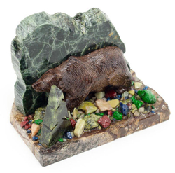 Сувенир "Мишка" камень змеевик 80х120х90 мм 1000 гр. R116074