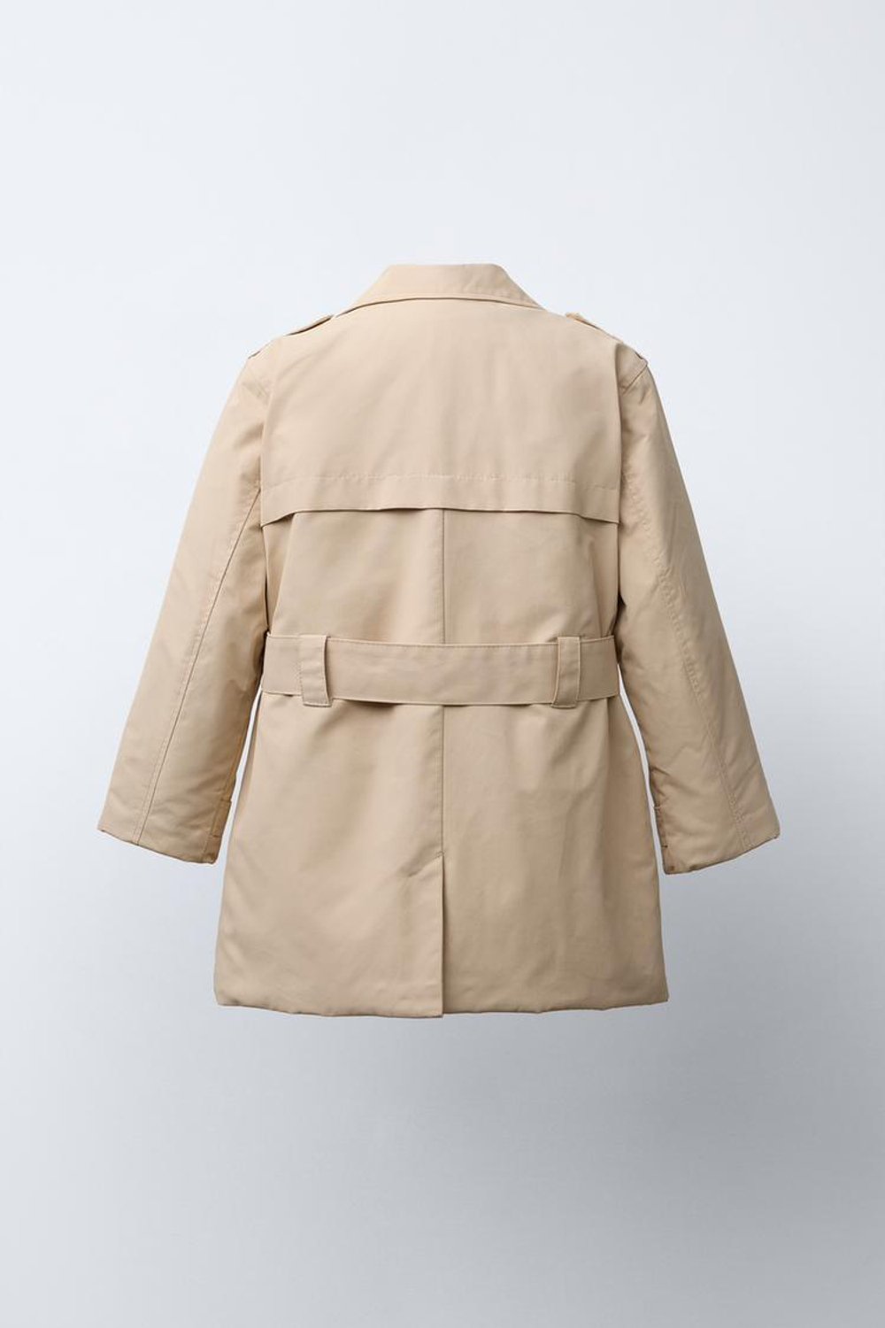 ZARA СТЕГАНЫЙ ТРЕНЧ С ПОЯСОМ, ПЕСОЧНЫЙ