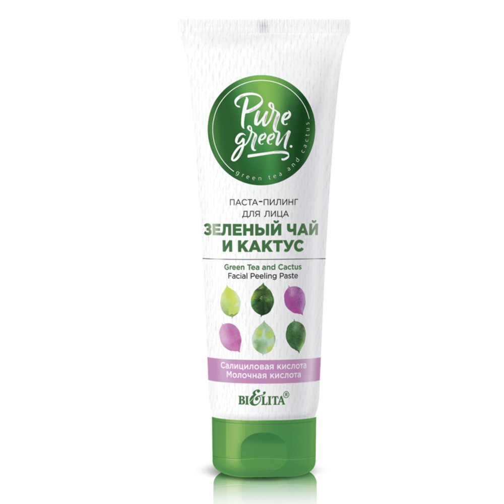 "Pure Green" Паста- Пилинг для лица "Зелёный чай и Кактус" 75мл
