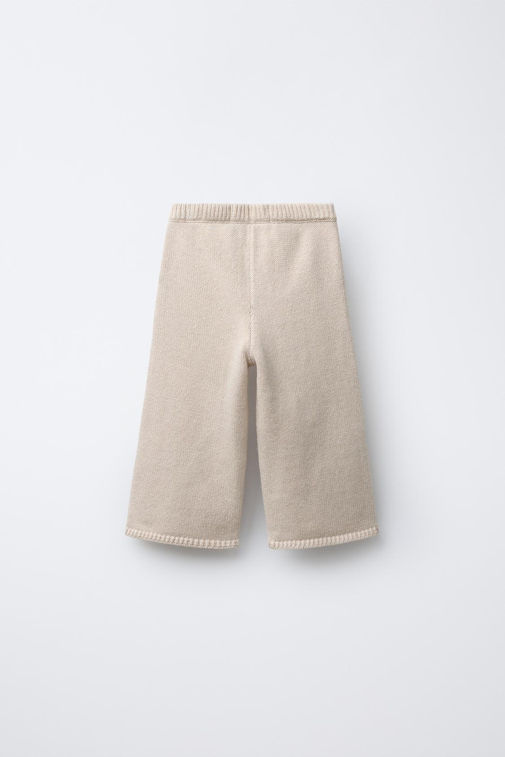 ZARA ТРИКОТАЖНЫЕ БРЮКИ С ВЫШИВКОЙ В ВИДЕ ЦВЕТОВ, ЭКРЮ