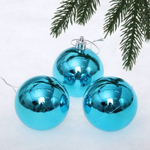 Новогодние шары 6 см (набор 3 шт) "Глянец", голубой (Серпантин)