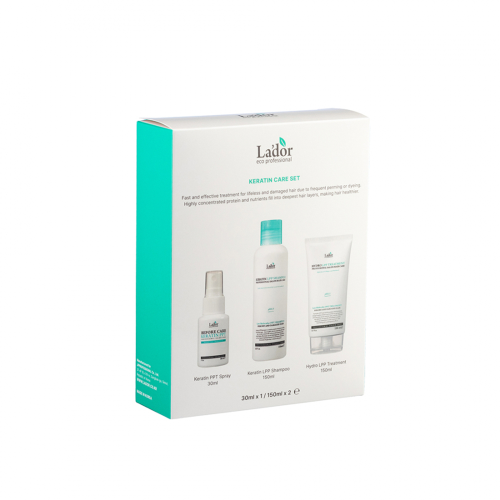 La'dor KERATIN CARE SET: Hydro LPP Treatment, Keratin LPP Shampoo, Before Care Keratin PPT 1x30мл, 2x150мл